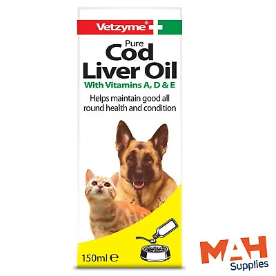 Vetzyme Cod Liver Oil 150ml Cats Dogs Ponies Birds Small Animals Vit A & D • £9.99