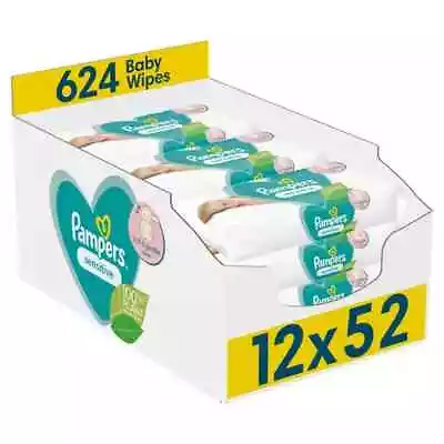 Pampers Sensitive Baby Wipes 52x12 - 624 Wipes - New Boxed & Sealed. • £17.61