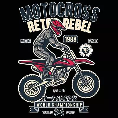 Motocross Retro Rebel Dirt Bike - Mens Funny Novelty T-Shirt Tee T Shirt Tshirts • $23.75