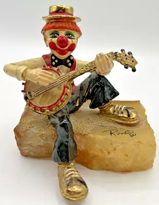 1980's Ron Lee Clown Playing Banjo Figurine Onyx Base U259 • $79.99