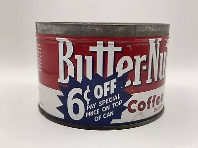 Vintage  Butter-Nut 1 Lb. Coffee Tin Litho Can Advertising 6 Cents Off • $15