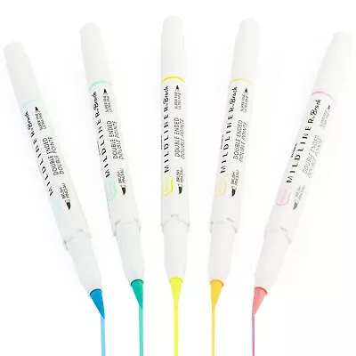 $27.91 • Buy Zebra Mildliner Brush Highlighter Pen - Brush/Marker Nib - Fluorescent Set Of 5