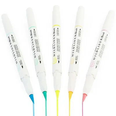 Zebra Mildliner Brush Highlighter Pen - Brush/Marker Nib - Fluorescent Set Of 5 • $17.06