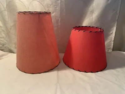 Vintage 2 Red Paper Fiber Clip On Clamp Lamp Shades • $38