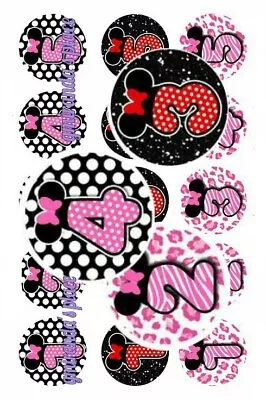 Minnie Mouse Numbers  1-inch Pre-Cut Bottle Cap Images Set Of 15 • $3.20