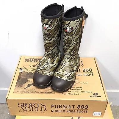 Sports Afield Pursuit 800 Men's 16  Rubber Knee Hunting Boots [Mossy Oak US 9] • $75.99