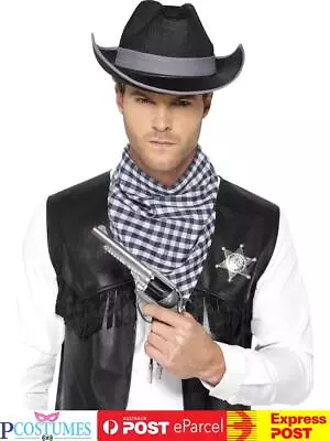 Men Western Kit Waistcoat Texas Cowboy Sheriff Wild West Rodeo Costume Hat • $40.50