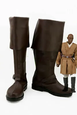 Star Wars Mace Windu Cosplay Shoes Boots For Halloween Costume Custom Made • $18.04