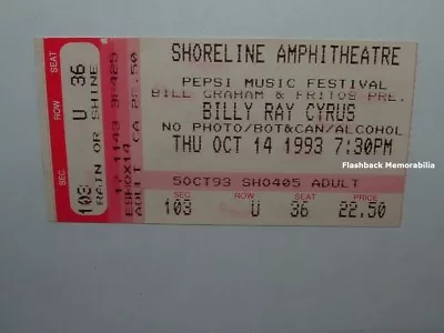 BILLY RAY CYRUS 1993 Concert Ticket Stub SHORELINE AMPHITHEATRE CA Miley RARE  • $12