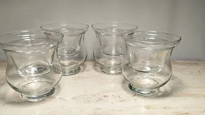 Vintage Set Of 4 Clear  Glass Shrimp Cocktail Servers Ice Cup And Liners Icer • $29.98