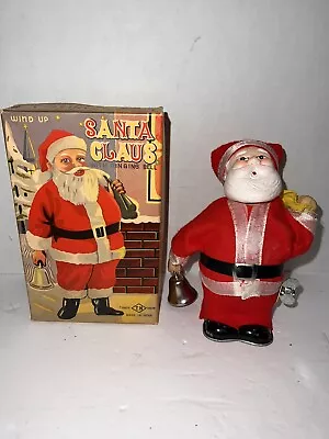 Vintage Wind Up Santa Claus With Ringing Bell Made In Japan Original Box Works • $50