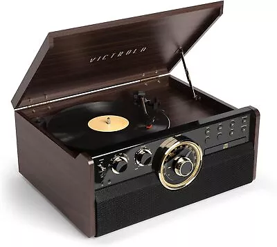 Victrola Empire Bluetooth Record Player Turntable CD Cassette Player Radio • $99.99