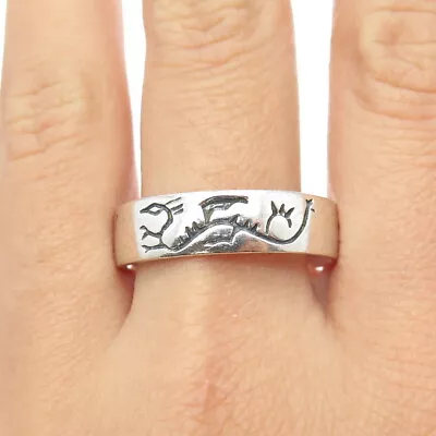 925 Sterling Silver Vintage Royal Dragon Symbol Band Ring Size 12.75 • $54.95