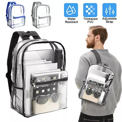 Heavy Duty Clear Backpack Waterproof Transparent Sling Bag See Through Book-bag • $12.98