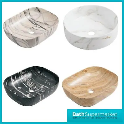 Marble Effect Black White Beige Cream Round Oval Countertop Basin • £159.95