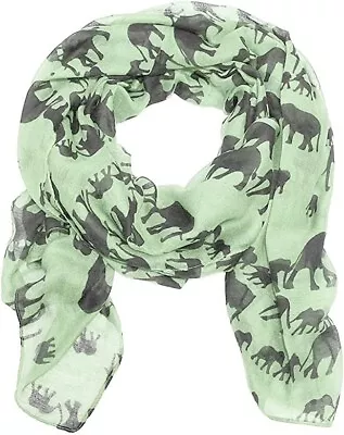 Lightweight Mint Green Elephant Print Ladies Fashion Scarf 170cmx80cm UK Seller • £4.95