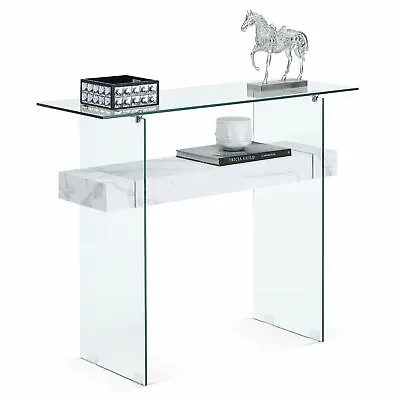 Ivinta Narrow Glass Console Table Entryway Table With Storage Modern Sofa Table • $157.99