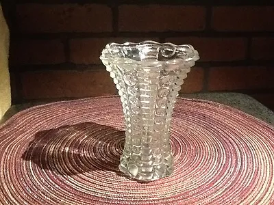 Pressed Glass Bud Vase - Beads And Zipper Pattern Vintage • $10.85