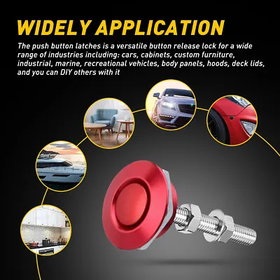 2x Red Push Button Quick Release Hood Bonnet Pins Lock Clip Car Bumper Latch Kit • $9.99