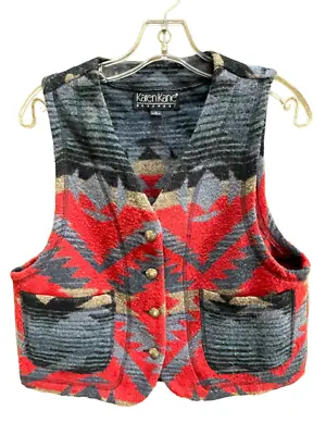 Karen Kane Small Vest Sz S Western Boho Cowgirl Southwest Buffalo Nickle VTG • £25.64