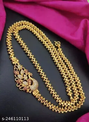 Indian Traditional Gold Plated Necklace Chain Cubic Zircon Chain Fashion Jewelry • $29.98