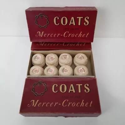J&P Coats Fast Colour Mercer-Crochet Boxes X3 30 Material Balls Vintage -WRDC • £7.99