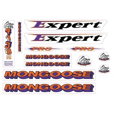 Mongoose - 1994 Expert Pro - For Chrome Frame Decal Set - Old School Bmx • $88