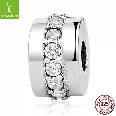 Fashion Authentic 925 Sterling Silver Charm Shining CZ Path Clips Bead Bracelets • $11.79