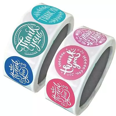 2 Roll Of 1000 Pcs 1  Assorted Floral Thank You Stickers Round Sealing Labels US • $8.99