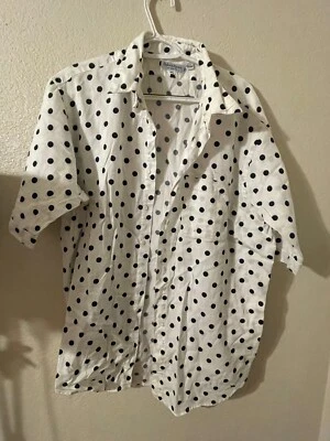 $15.25 • Buy Vintage Bullock & Jones San Francisco Polka Dot Print Mens Button Down Shirt XL