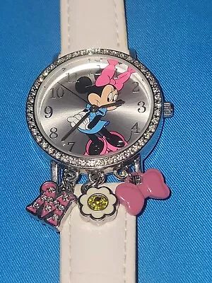 Disney Minnie Mouse Watch Crystal Edge With 3 Dangling Charms New Rare Vintage O • $16