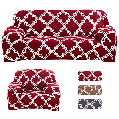 $3.99 • Buy 1/2/3/4 Seater Printed Stretch Sofa Cover Spandex Chair Couch Loveseat Slipcover