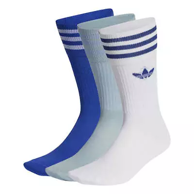 $25 • Buy Adidas - Solid Crew 3 Pack Socks White/Magic Grey/Semi Lucid Blue