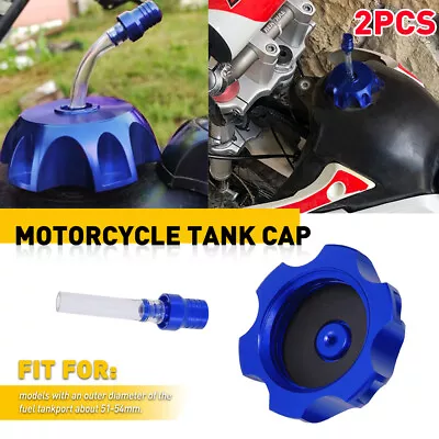 2PCS Gas Fuel Tank Cap For Yamaha Honda Suzuki Kawasaki Motorcycle ATV BIKE Blue • $23.38