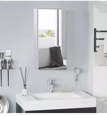 Homcom Stainless Steel Wall-mounted Bathroom Mirror Storage Cabinet 300mm ( • £16.86