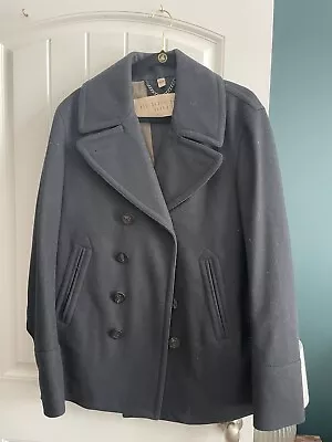 Burberry Brit Eckford Navy Blue Wool Cashmere Blend Pea Coat Men’s L • $350