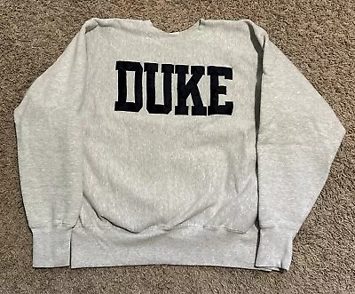 Vintage Duke University Devils Spellout Crewneck Sweatshirt Large? Reverse Weave • $30.74