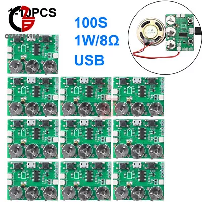 1-10pcs 100S Greeting Card DIY Recordable Voice Chip Music Box Sound Module USB • $2.98