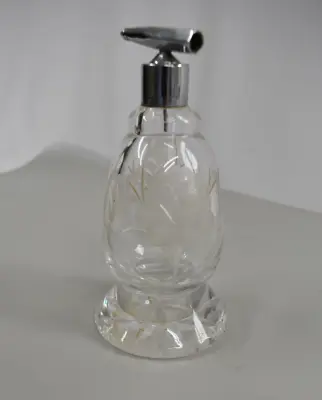 Vintage Antique Etched Cut Crystal Perfume Bottle Atomizer • $12