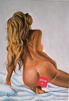 NUDE FEMALE EROTIC PORTRAIT CLASSICAL ART. ORIGINAL OIL PAINTING By S. JOHNSON  • £15