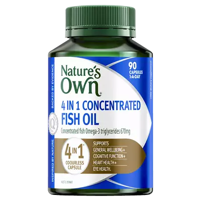 Nature's Own 4 In 1 Concentrated Fish Oil 90 Capsules Brain Eye & Heart Health • $20.58