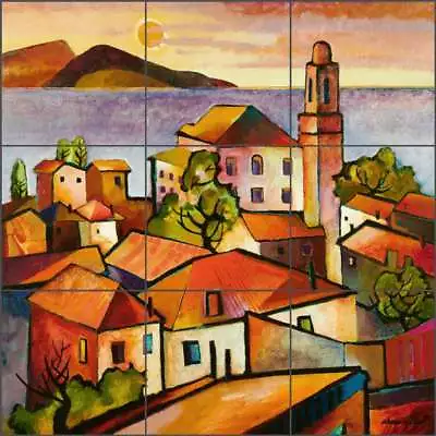 Mediterranean Tile Backsplash Cullar Ceramic Mural Village Landscape Art WC11 • $97.95