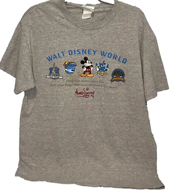 Walt Disney World Parks T-shirt Adult Large** (42 ) Embroidered Gray Disney VTG. • £16.21