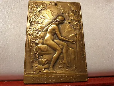 BRONZE MEDAL PLAQUE Water Source Evian Nudes By F. Vernon Golf • $174.99