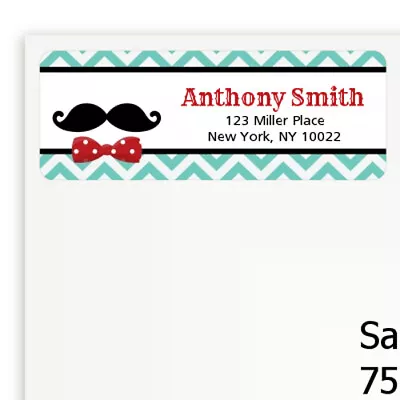 Mustache Bash Birthday Party Personalized Return Address Stickers - 27 Labels • $6