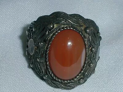 $49 • Buy Stunning~ Israel Sterling Silver Carnelian Vintage Bold Filigree Ring- Sz 7!