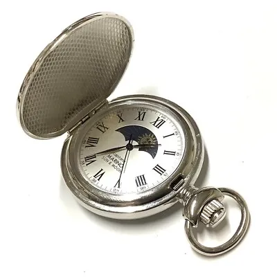 Capitana Marino Vintage Pocket Watch Quartz Moon Phase Full Hunter 47mm • $159.48