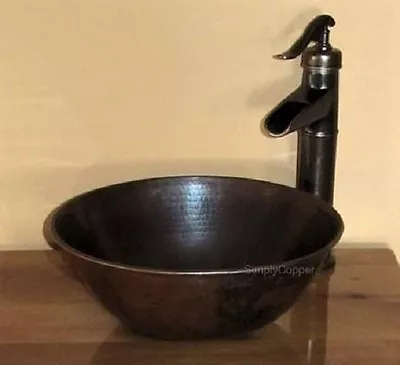 14  Round Copper Vessel Countertop Vanity Bowl Sink With Daisy Drain • $169.95