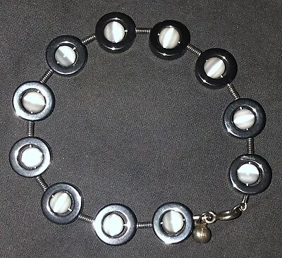 Unusual Sterling Silver Hematite And Moonstone Bracelet EUC • $60