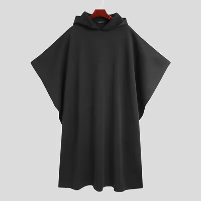 INCERUN Men Gothic Shawl Hooded Poncho Cape Cloak Hippie Punk Coat Jacket Shirts • $46.50